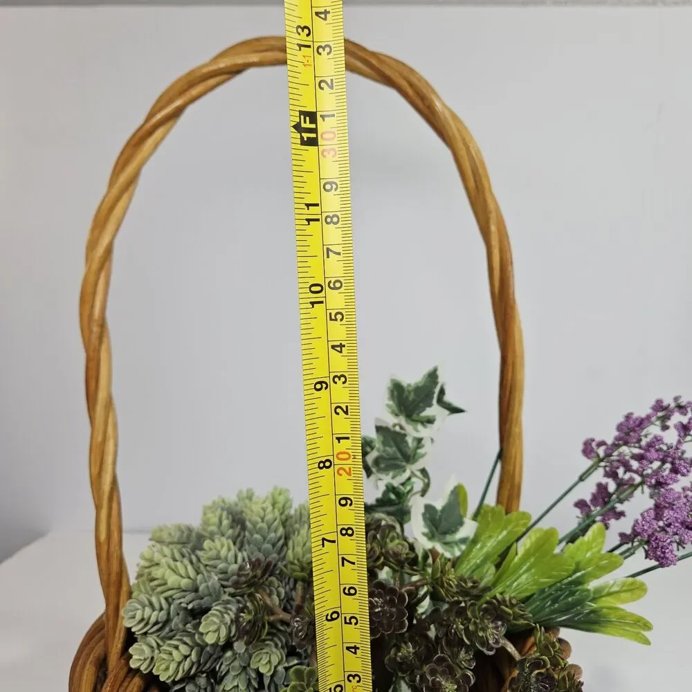 Vtg Wicker Basket with Handle Round Honey Willow Primitive Very Sturdy Handmade